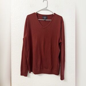 Nordstrom Men's Shop V-Neck Italian Merino Wool Sweater - Rust - XL